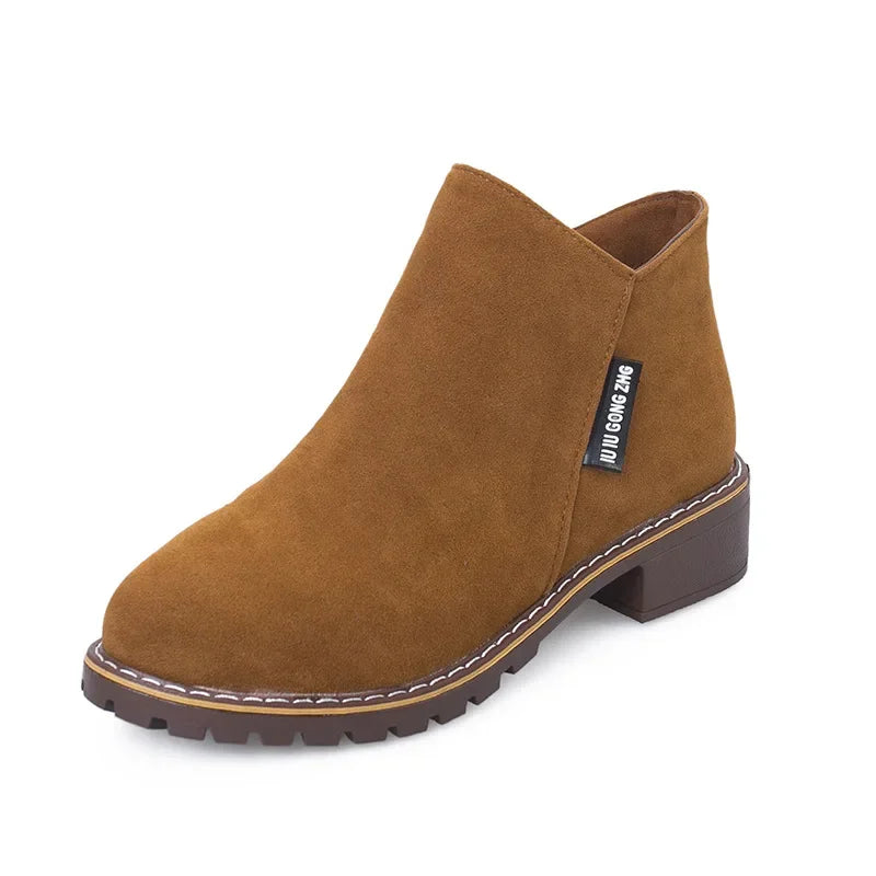 Bottine Chelsea Courte En Faux Daim - Marron