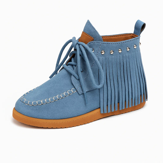 Bottine Plate Bleue en Denim