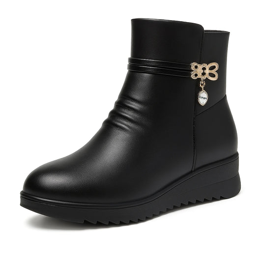 Bottine Fourrée en Simili Cuir - Noir