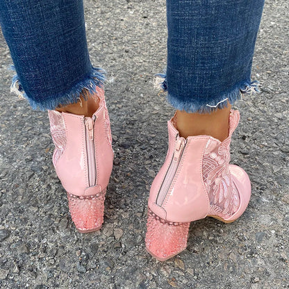 Bottine en Mesh Estivale Rose