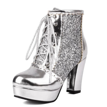 Bottine à Talon Rouge Et Strass