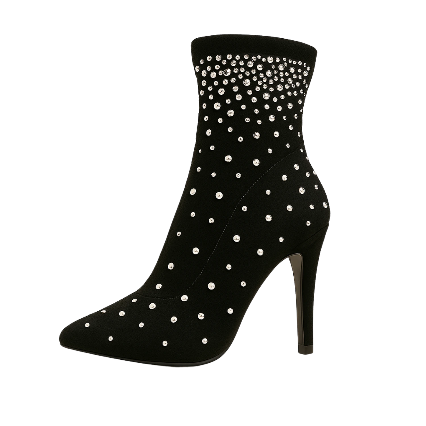 Bottine Noire à Strass en Caoutchouc